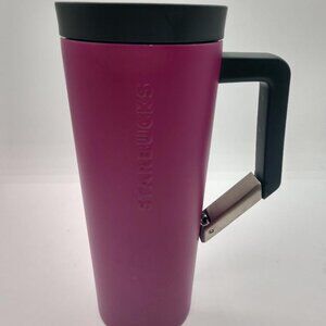 Starbucks Magenta Vacuum Stainless Steel Tumbler Clip on Handle 16 OZ Thermos